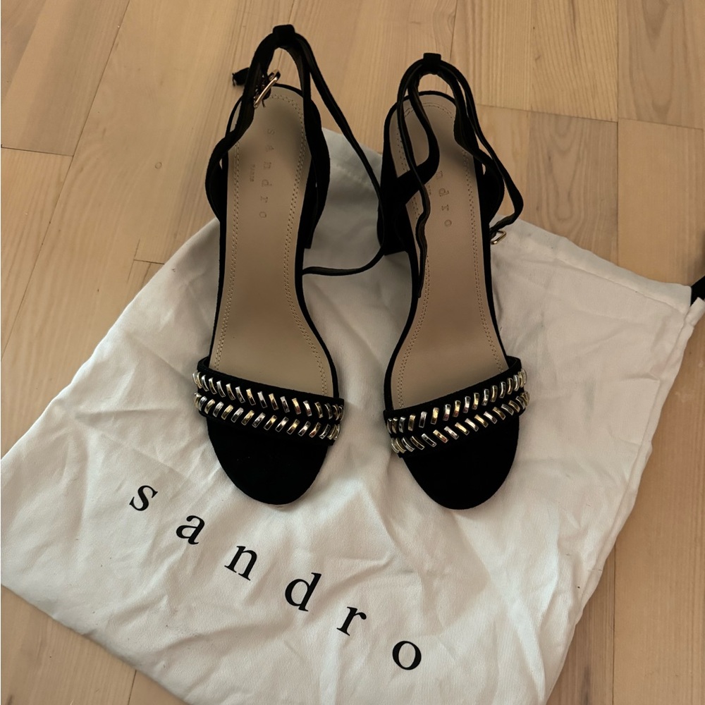 Sandro studded suade slingback sandals
